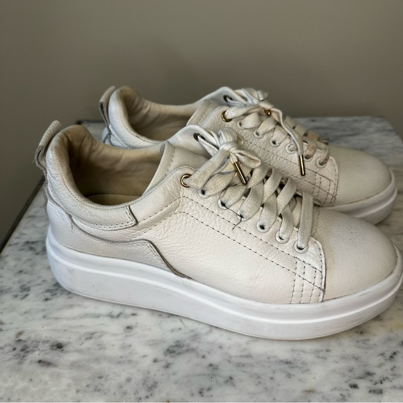 Zara Real Leather White Chunky Platform Sneakers - Picture 7 of 9